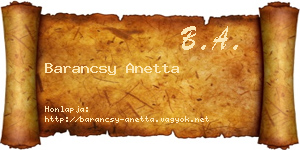 Barancsy Anetta névjegykártya